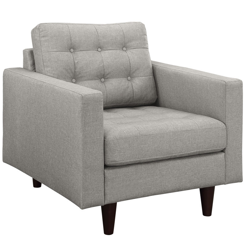 Upholstered Armchair, Light Grey Velvet
