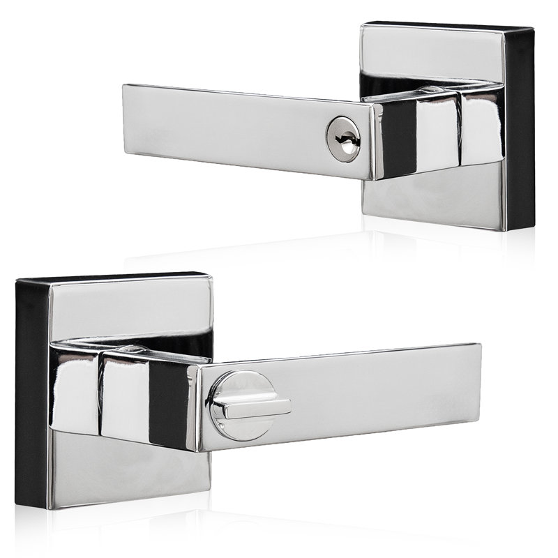 XFORT Quad Entrance Knob Set, Door Knob with Lock for Internal Wooden Doors, Complete Set with Tubular Latch and 3 Keys