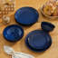Ensemble de 16 pièces de vaisselle en argile gaufrée bleue au four d'élégance rétro française, artisanat artisanal, 4 personnes, convient pour la maison, la fête, le festival, le cadeau-929059090