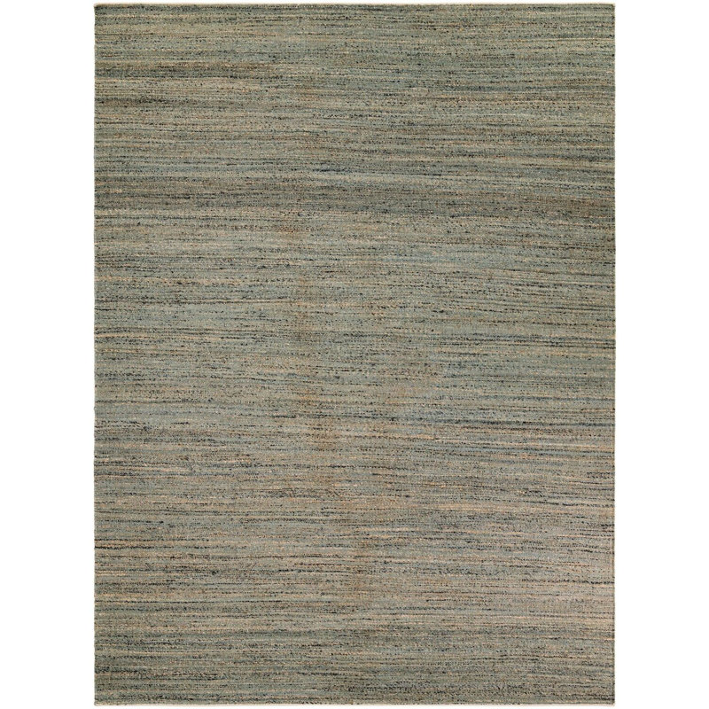 Tapis uni / rayé bleu Durah, Rectangle 10 pi x 14 pi 1 po