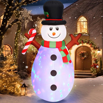 5 FT Christmas Inflatables Snowman With Colorful Rotating Led Lights Outdoor Yard Decorations, Blow Up Cute Snowman Xmas Frosty Winter Decor Clearance For Indoor Lawn Garden Holiday Party