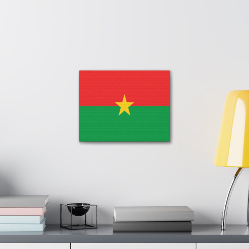 Drapeau burkinabé rétro sur toile, art mural non encadré, H 12 po x l 16 po