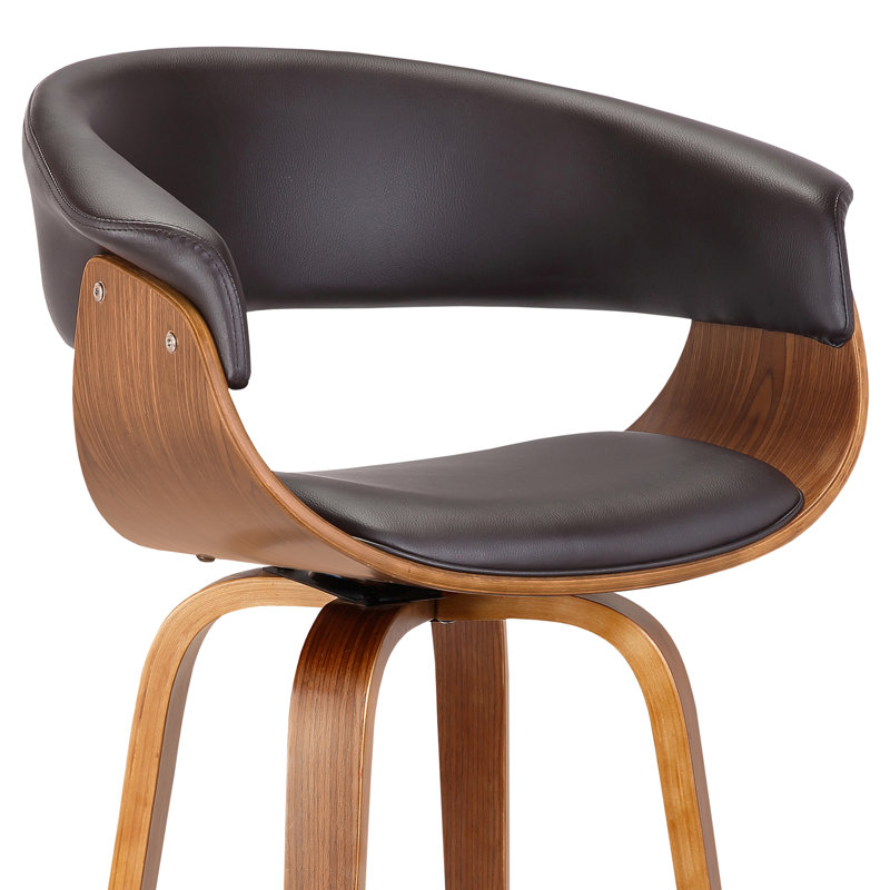 Swivel Upholstered Counter Stool with Solid Wood Frame, 94cm H x 61cm W x 51cm D