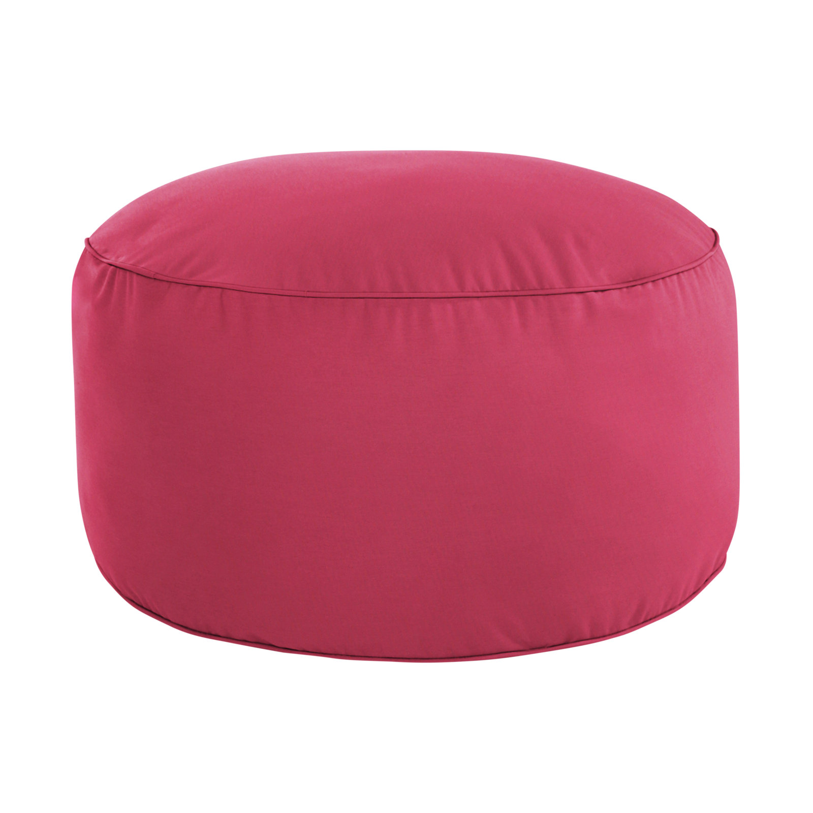 Demi Round Upholstered Outdoor Ottoman with Sunbrella® Cushion, Canvas Hot Pink Sunbrella® Canvas
