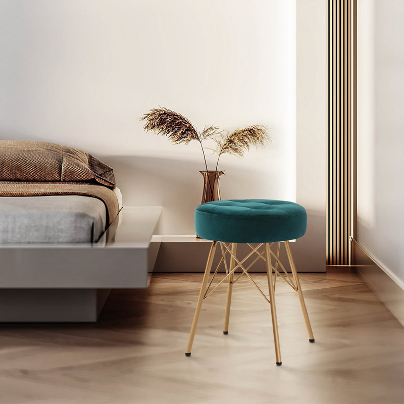 Tabouret de coiffeuse Foerster Mid-Century, Vert