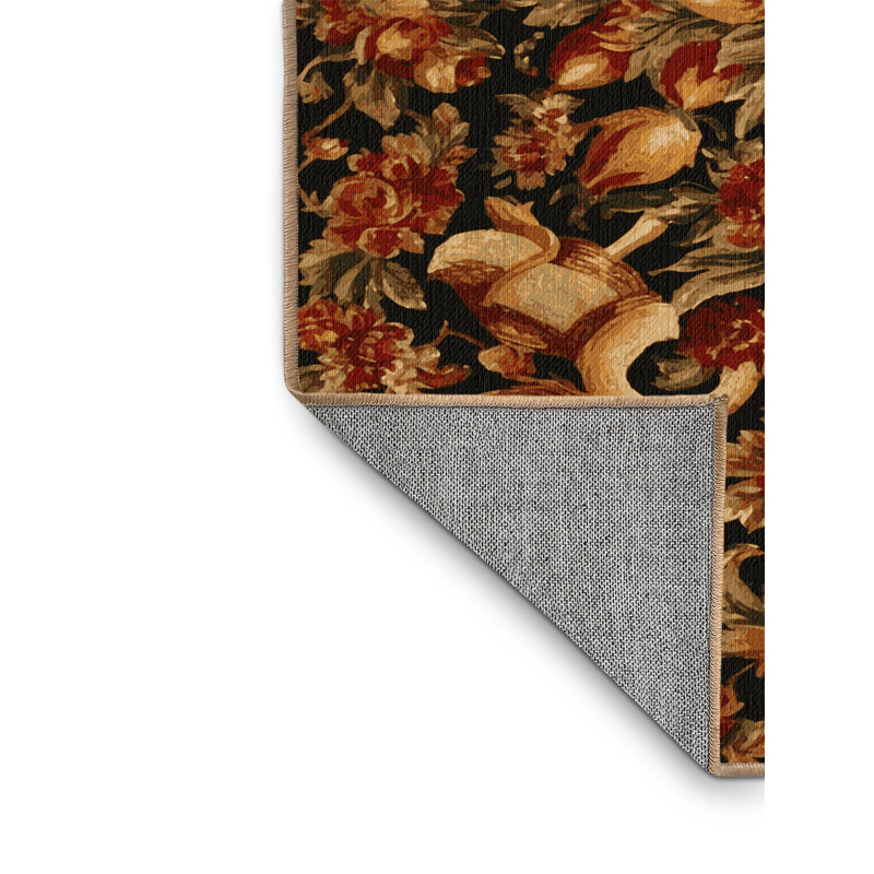 Tapis brun français lavable à la machine, Rond 8 pi