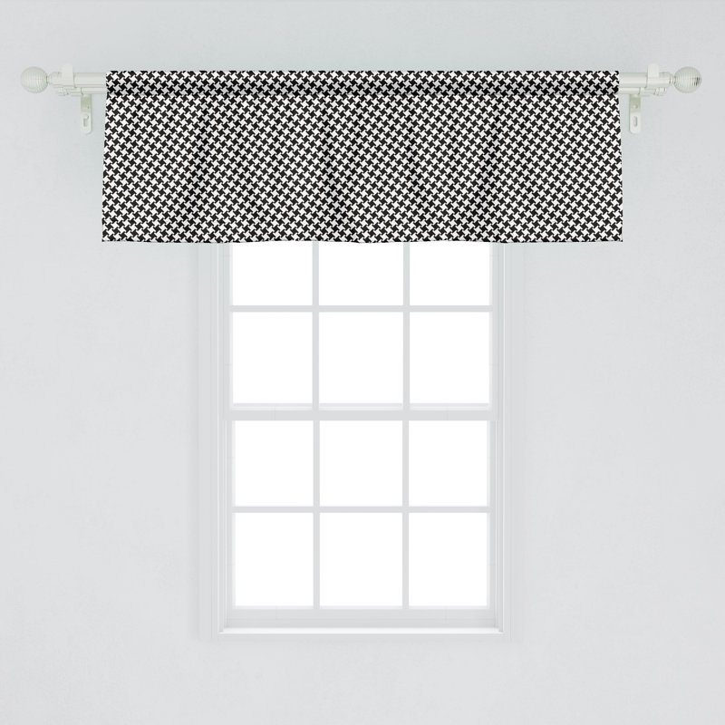 Ensemble de 2 cantonnières Ambesonne Houndstooth Classic gris anthracite et blanc, L 54 po x L 18 po