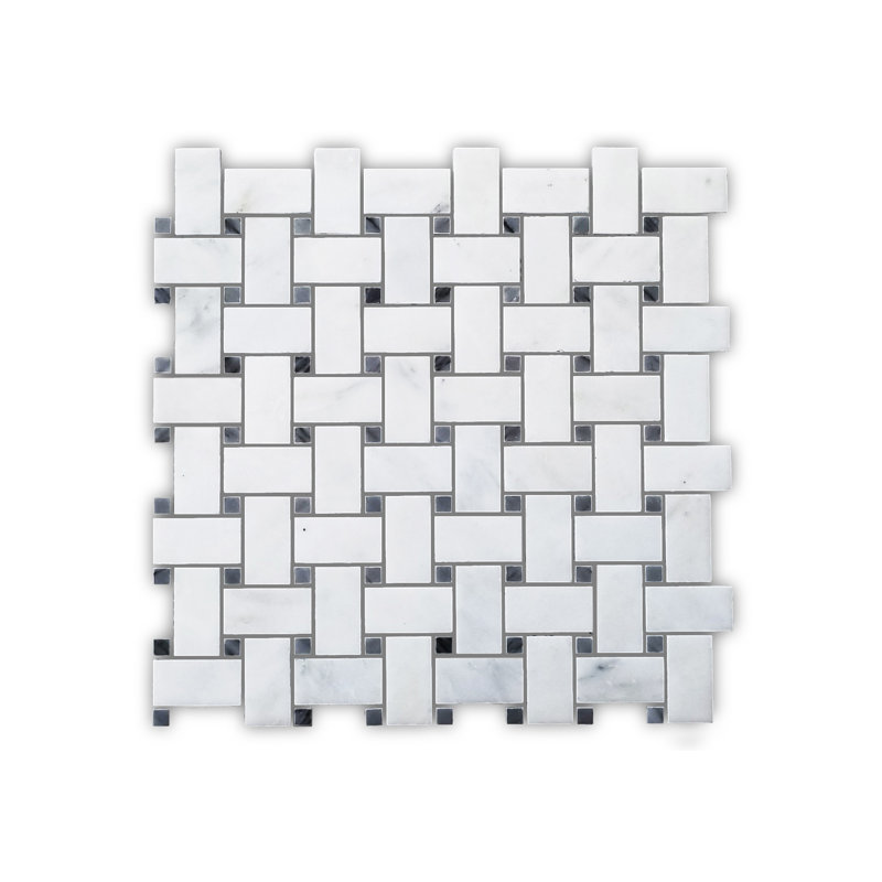 Carreaux de mosaïque mat en marbre blanc tressé, 30,5 x 30,5 cm (5 pièces/boîte)