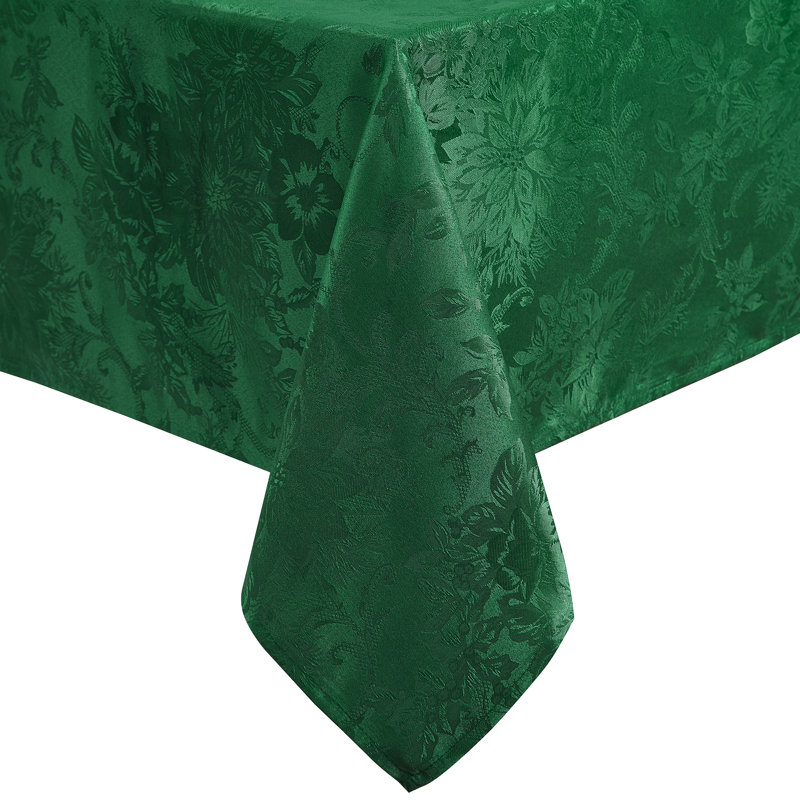 Nappe tissée à motif floral de poinsettia Tilghman, Vert, Carré de 52 po