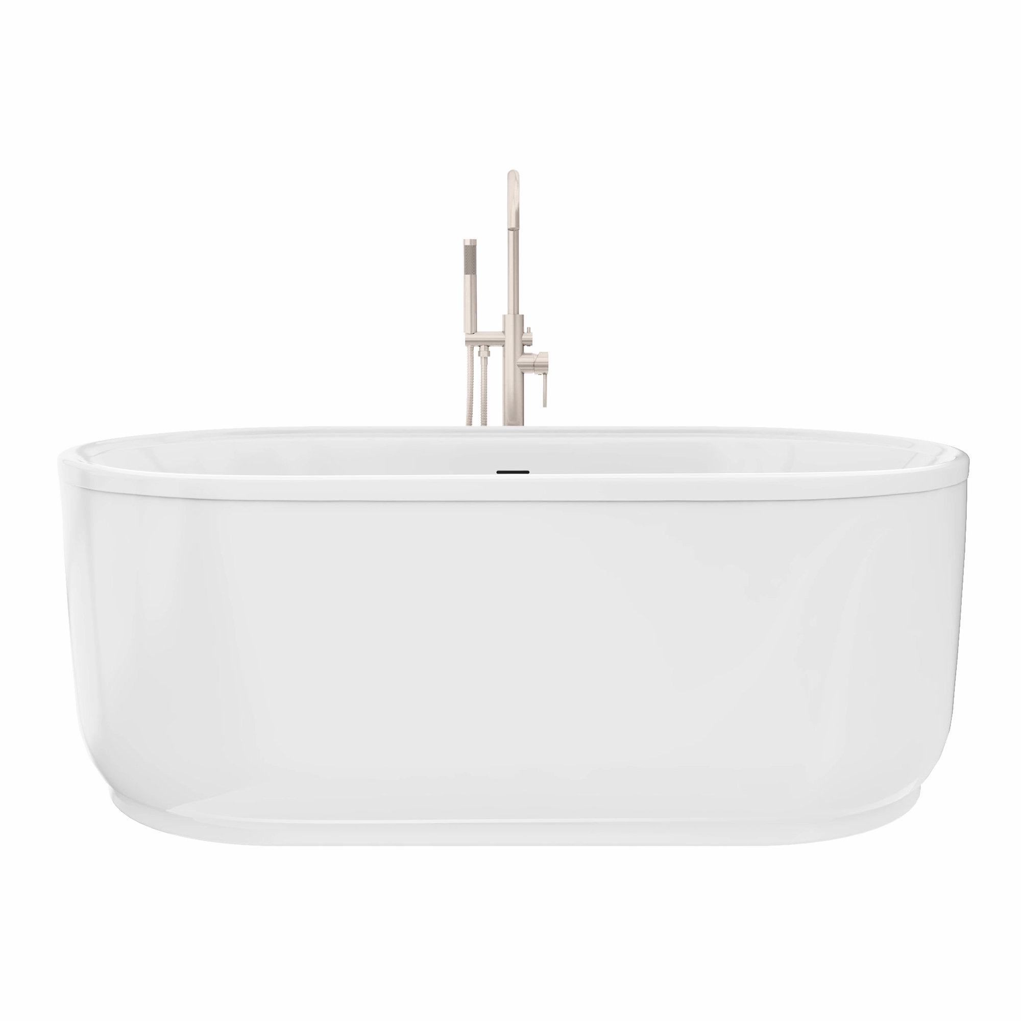 Encore 60-1/4 in. L x 32-1/4 in. W x 23-1/8 in. H Freestanding Acrylic Bathtub, Brushed Nickel