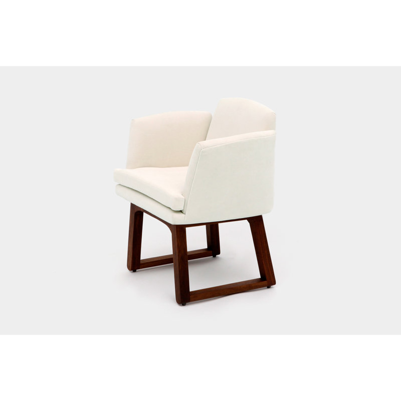 Allison 18'' H Velvet Upholstered Armchair, Eggshell