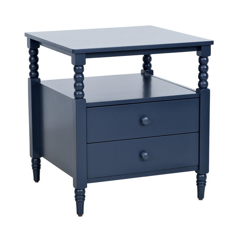 Table de chevet à deux tiroirs Spindle, Bleu