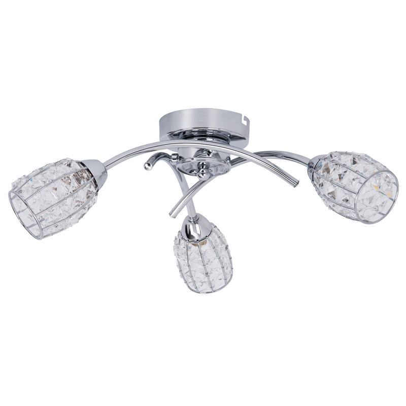 Browne Crystal Semi Flush Mount, Polished Chrome