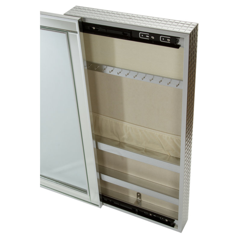 Wood Wall Mounted Jewelry Box + Mirror