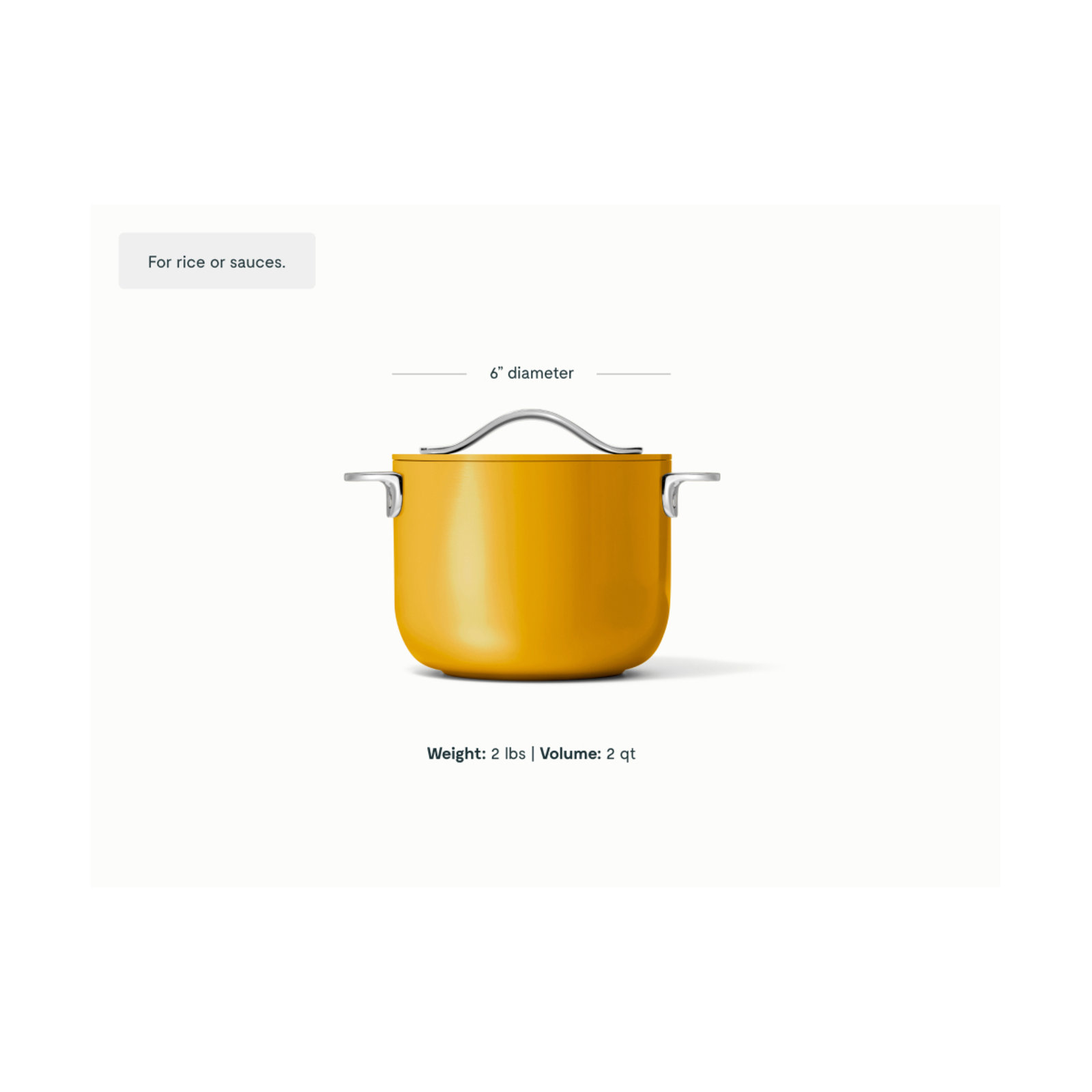 Caraway Nonstick Ceramic Petite Cooker W/ Lid, 2 quarts, Marigold