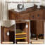 Buffet 31 po Seyla avec armoire cannelée avec 2 tablettes réglables et crédence en bois massif pour salle à manger-571009472-571009479
