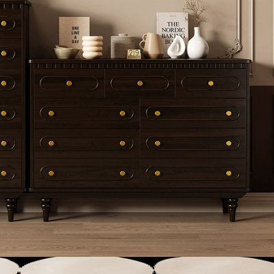Armoire d'appoint en bois massif noyer foncé