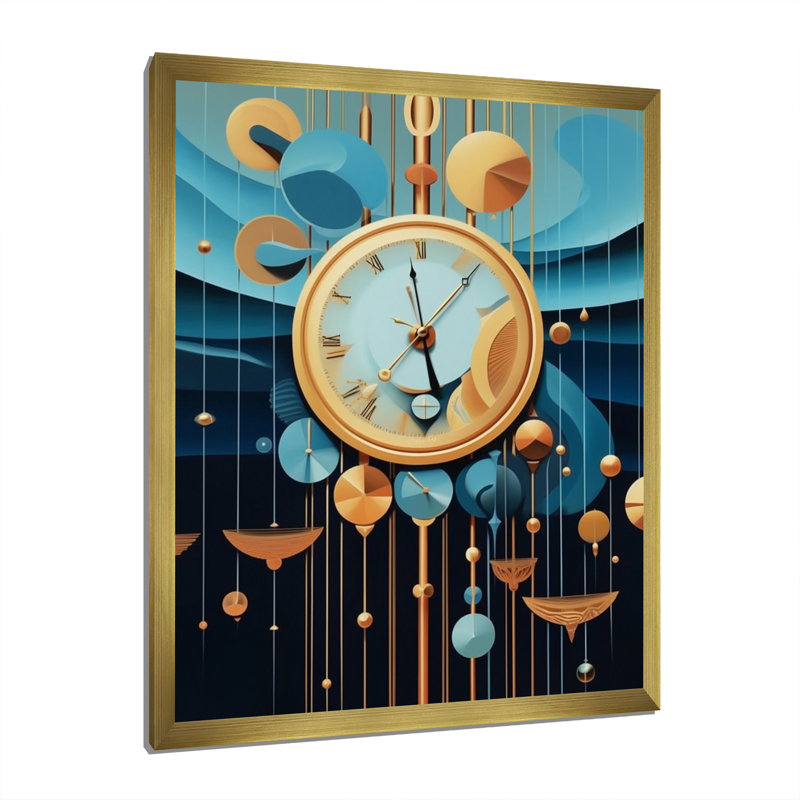 Impression sur toile, "Impermanence future géométrie I", Cadre doré à une seule photo, H 32 po x l 16 po x P 1 po