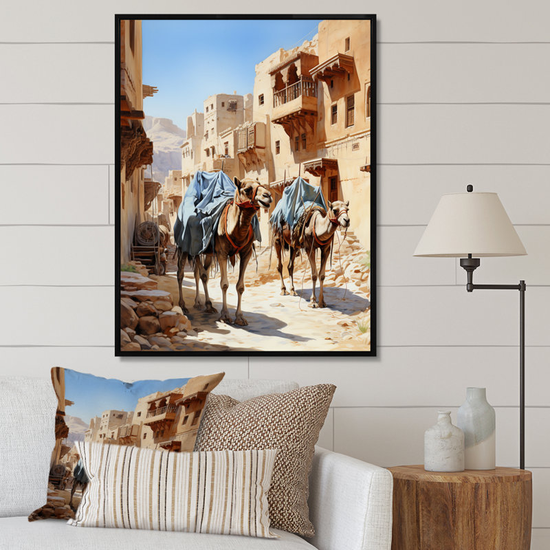 Tashanika Asian Art Silk Road I - reproduction d'art, H 32 po x l 24 po x P 1 po, Toile avec cadre flottant noir
