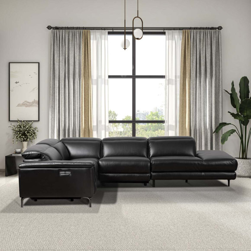 Canapé modulaire inclinable Zander - Polyuréthane noir