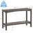 Outdoor Console Table Patio Buffet Bar Storage Organizer 45" Long Wicker Sofa Serving Sideboard Table 2-Shelf Outdoor Bar Table Tall Rectangle Narrow With Adjustable Feet For Entryway Balcony Brown