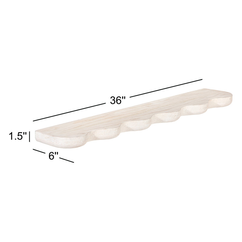 Alanis Wave Solid Oak Floating Shelf
