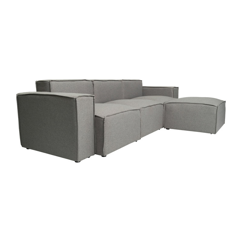 Canapé modulaire avec repose-pieds 4 pièces Bridgetown, gris