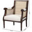 Fauteuil d'appoint traditionnel en tissu beige français et bois brun foncé