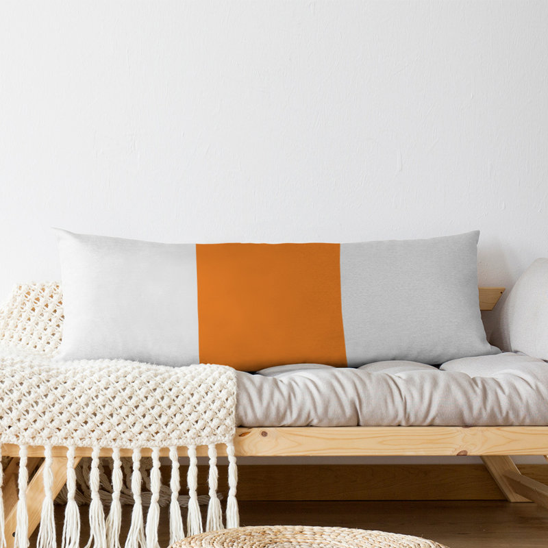 Abel Polyester Medium Pillow, White/Orange Middle
