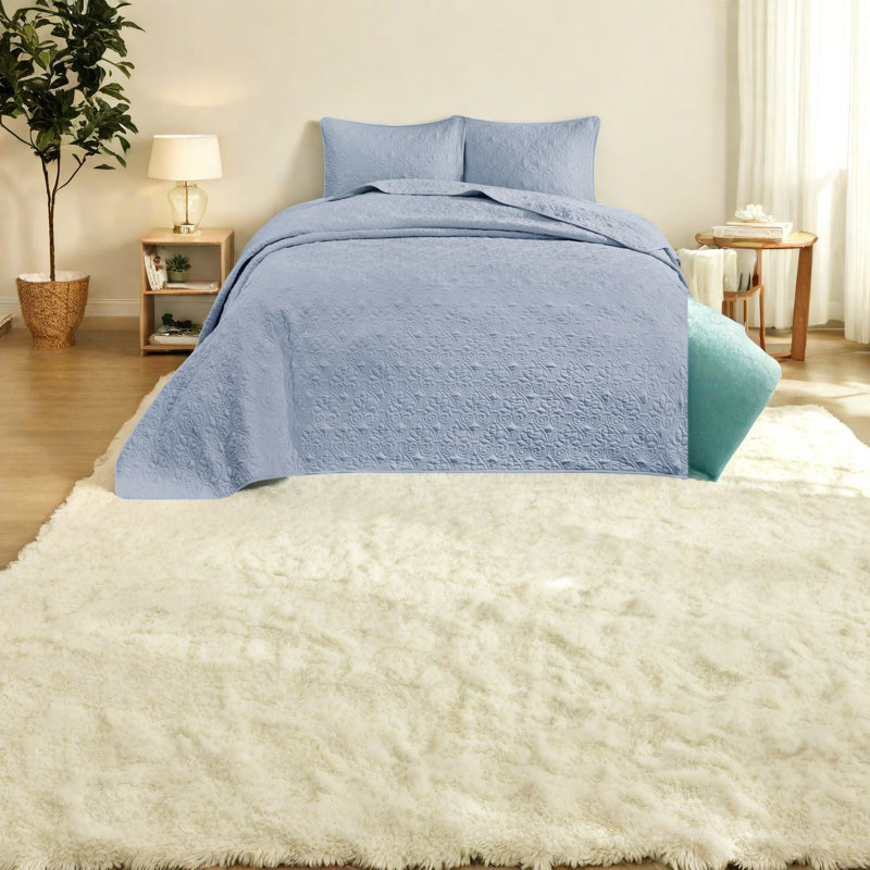Ensembles de literie matelassés confortables, conception en coton bleu pour la maison