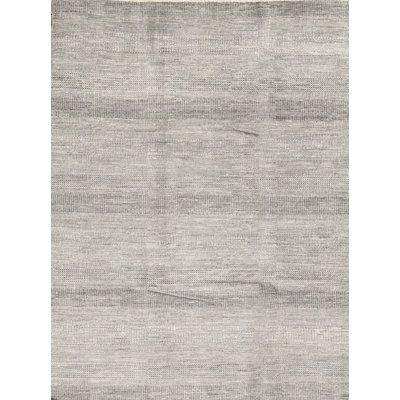 Wool Striped Area Rug in Light Gray