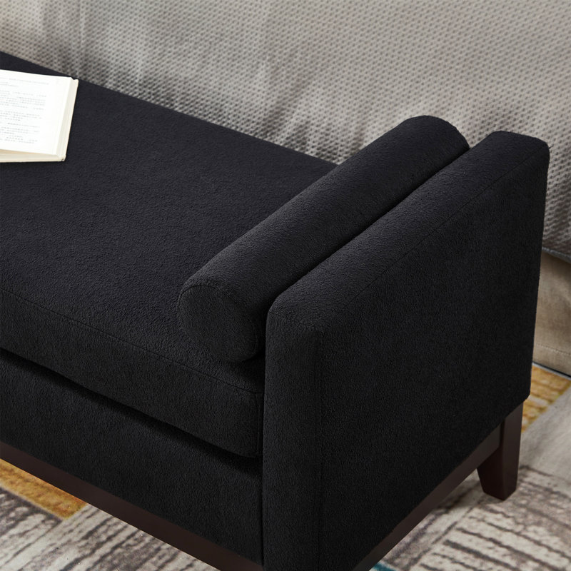 Banc de salle à manger rembourré en tissu Boucle, Noir