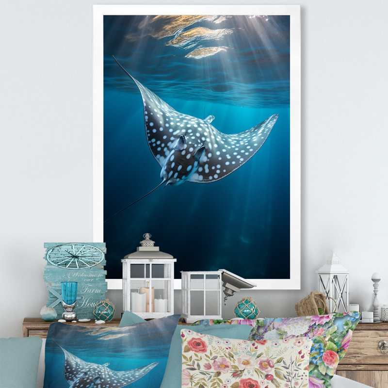 Wilbrecht Ray Graceful Glide Ocean sur toile, H 40 po x l 30 po x P 1,5 po, Cadre photo blanc