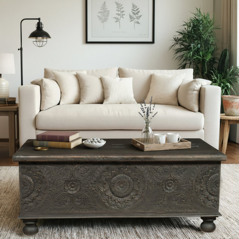 Harleen Solid Wood Single Coffee Table, Black