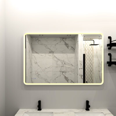 60 X 36 Rectangular Led Mirror For Bathroom Vanity - Fog, Adjustable Brightness, And Fashionable Look Lighted With Fog Superior Illumination Smooth Surface