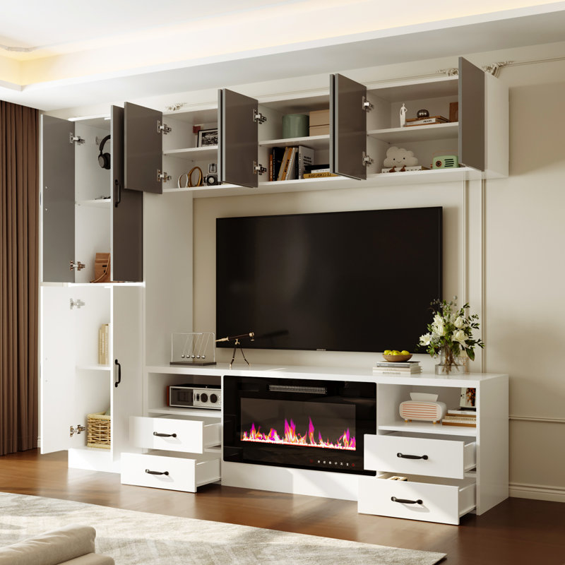 Meuble audio-vidéo modulaire en C avec foyer électrique 30 po