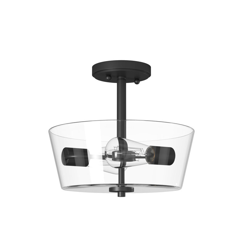 Samina Glass Semi Flush Mount, Matte Black