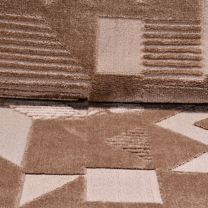 Tapis brun moderne lavable à la machine antidérapant, Rectangle 2 pi 8 po x 5 pi