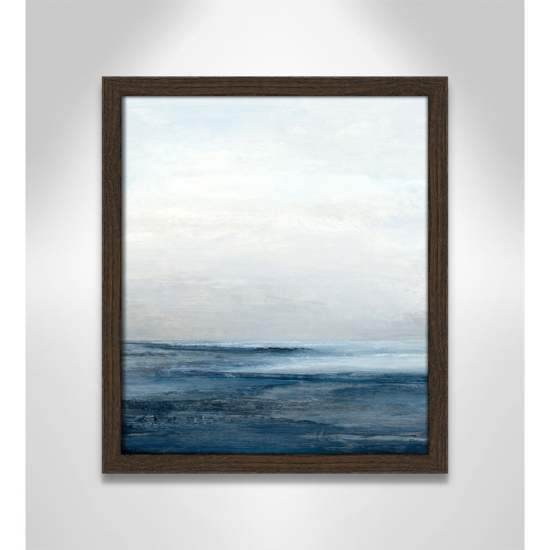 «Calm Ocean Under Cloudy Sky I» par , Grain de bois noyer, L 13 po x H 15 po, Impression encadrée