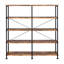 Bibliothèque à 4 tablettes en bois flotté et noir, rustique pour bureau, bibliothèque de bureau noire à cadre en métal, charme, 4 tablettes-115740861-115740860