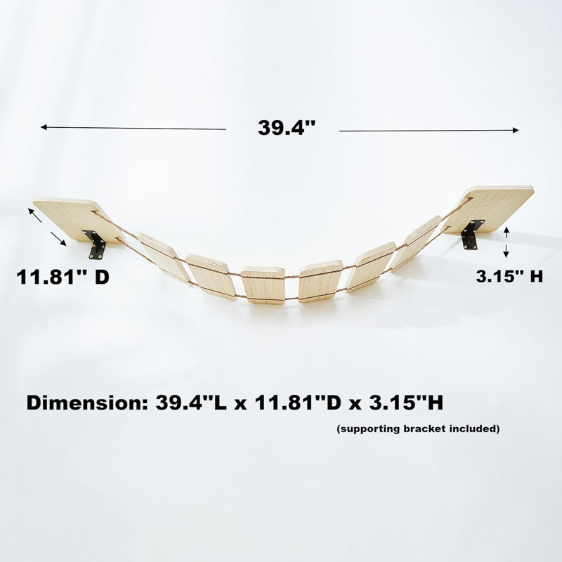 Passerelle et tablette murales pour chat - Escalade multifonctionnelle avec corde en sisal naturel, autoroute féline pour chatons et grands chats
