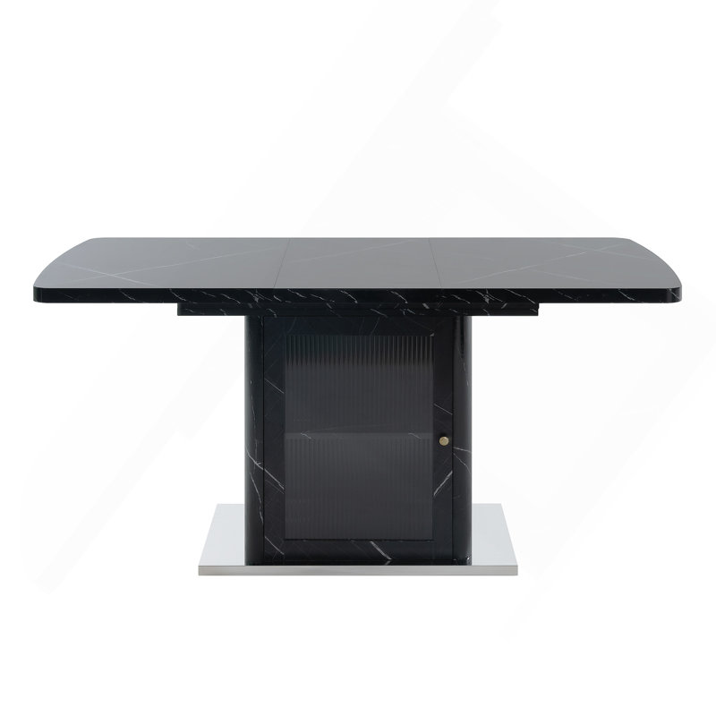 Table de salle à manger extensible 47,24 "-63" avec armoire de rangement, Noir
