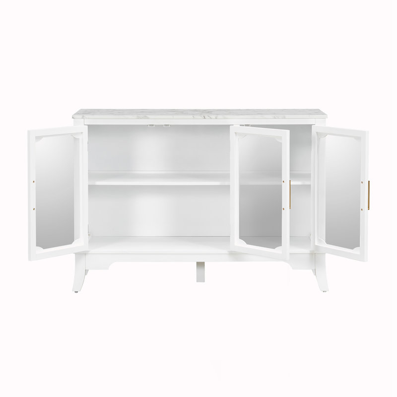 Buffet de rangement moderne 3 portes 3 portes, Blanc
