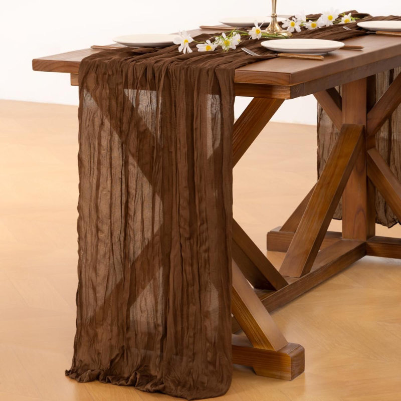 Chemin de table en étamine Cheesecloth, L 35 po x l 122 po, Marron foncé