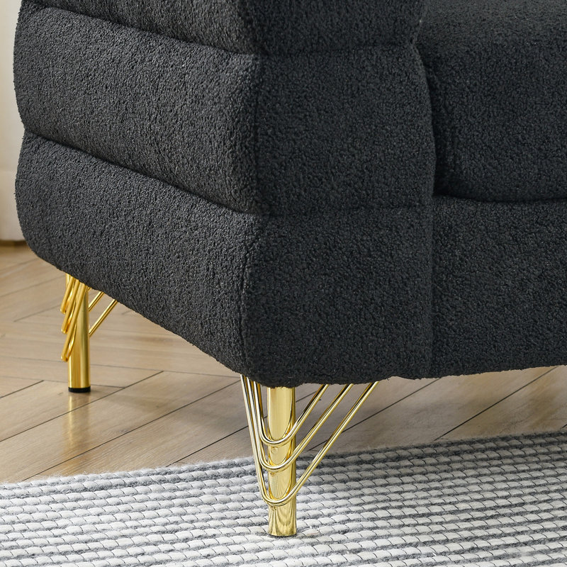 Canapé modulaire 2 places avec coussins - et coussins lombaires 60 po, Noir