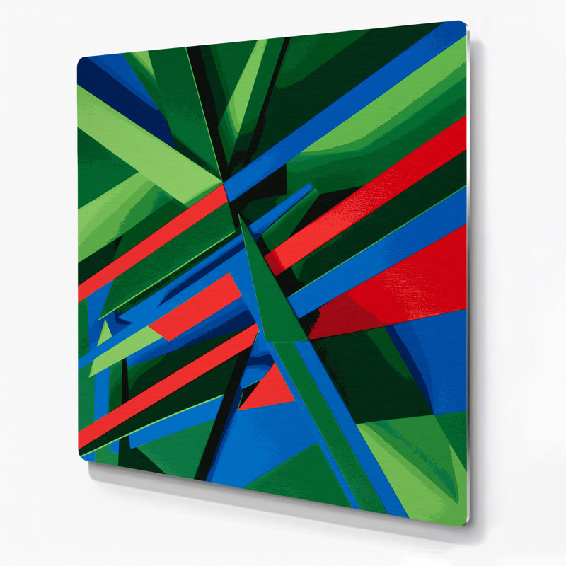 «Geometric Abstraction 19», art mural en métal vert, H 12 po x l 12 po