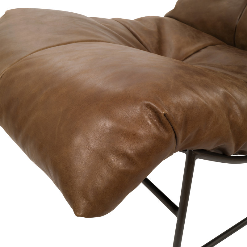 Lewis 25.20'' W Genuine Leather Upholstered Accent Lounge Chair, Chocolate