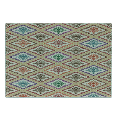 Motif de planche à découper en verre trempé Ambesonne ivoire et multicolore