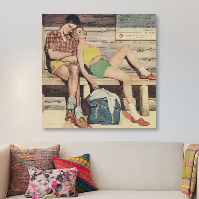 « sleepy couple », reproduction d’art sur toile, H 12 po x l 12 po x P 1,5 po