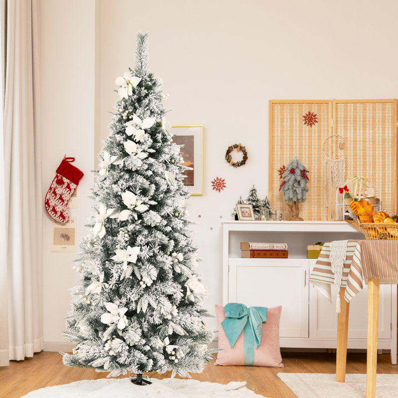 Arbre de Noël blanc effilé, H 6 pi